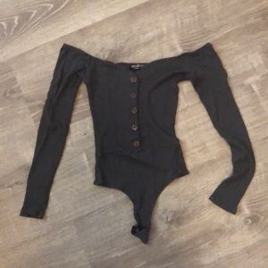 Green off the shoulder body suit